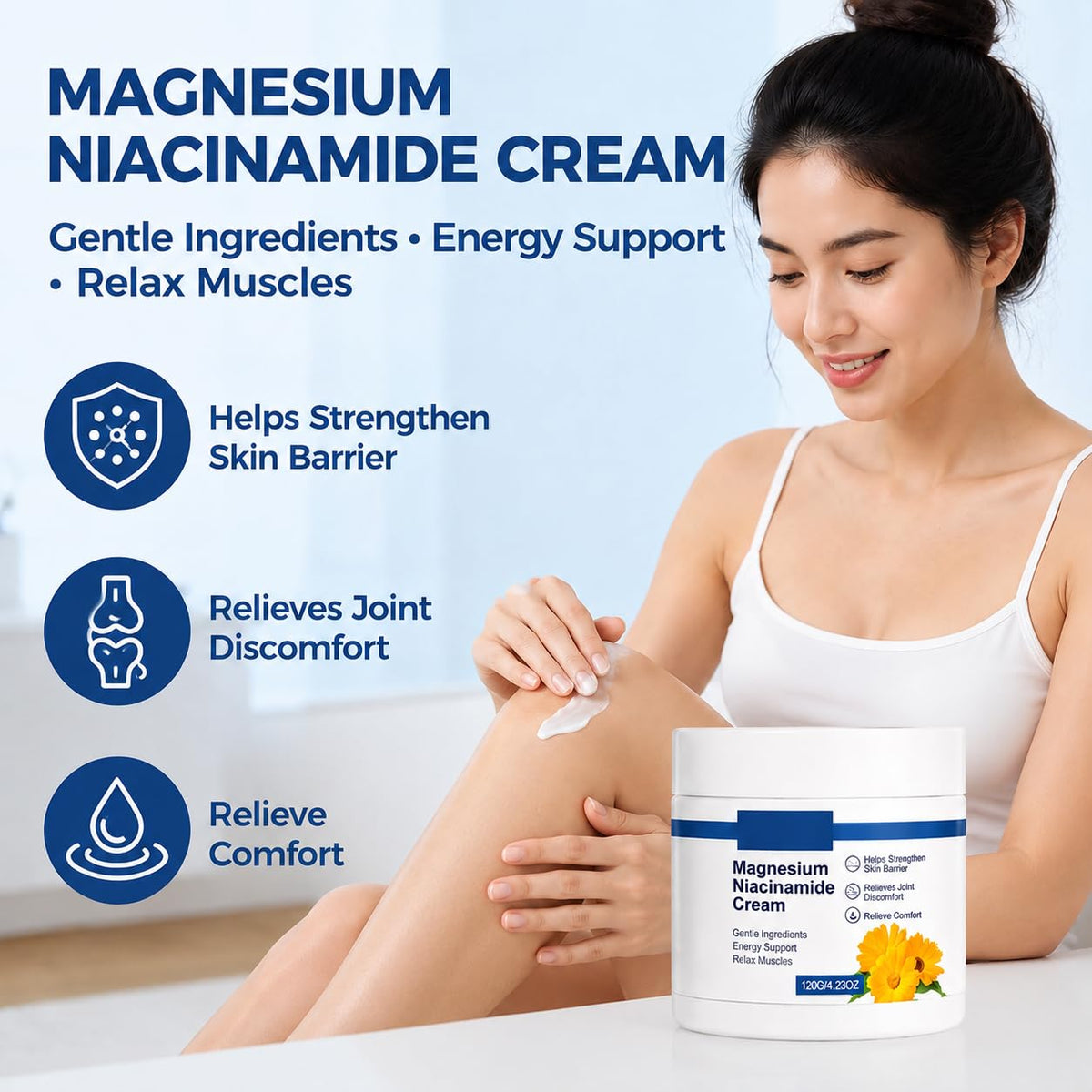 YASERDE label close-up highlighting magnesium, niacinamide, arnica and boswellia