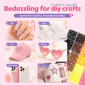 YAZOM rhinestones used in nail art to add colorful detail and professional polish
