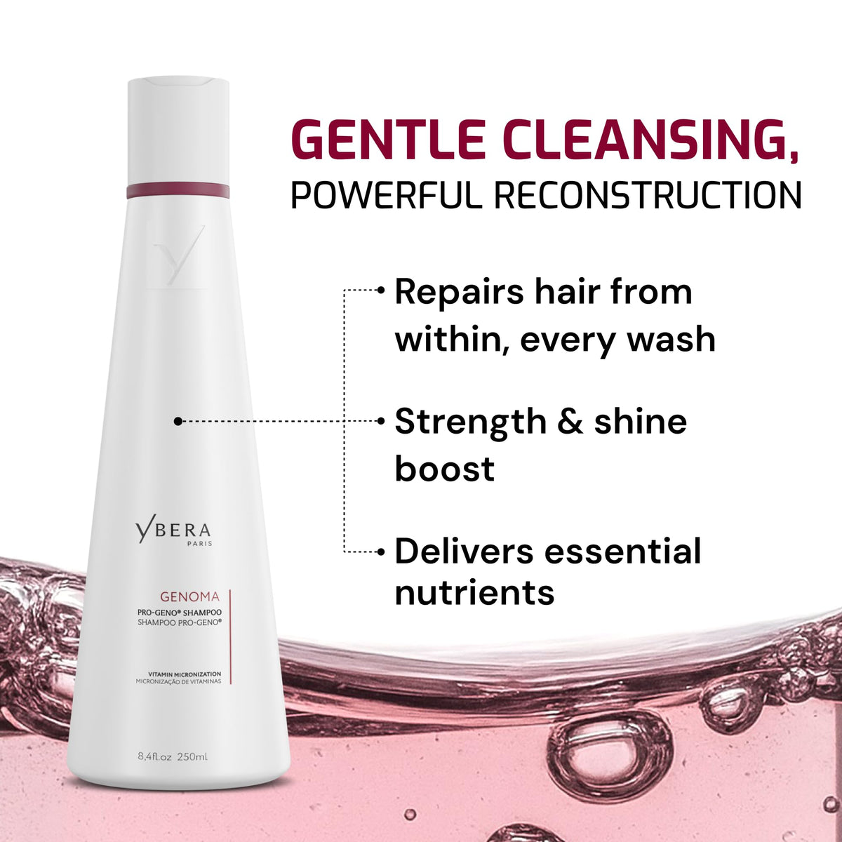 YBERA PARIS back label with ingredient list and directions for salon-standard care