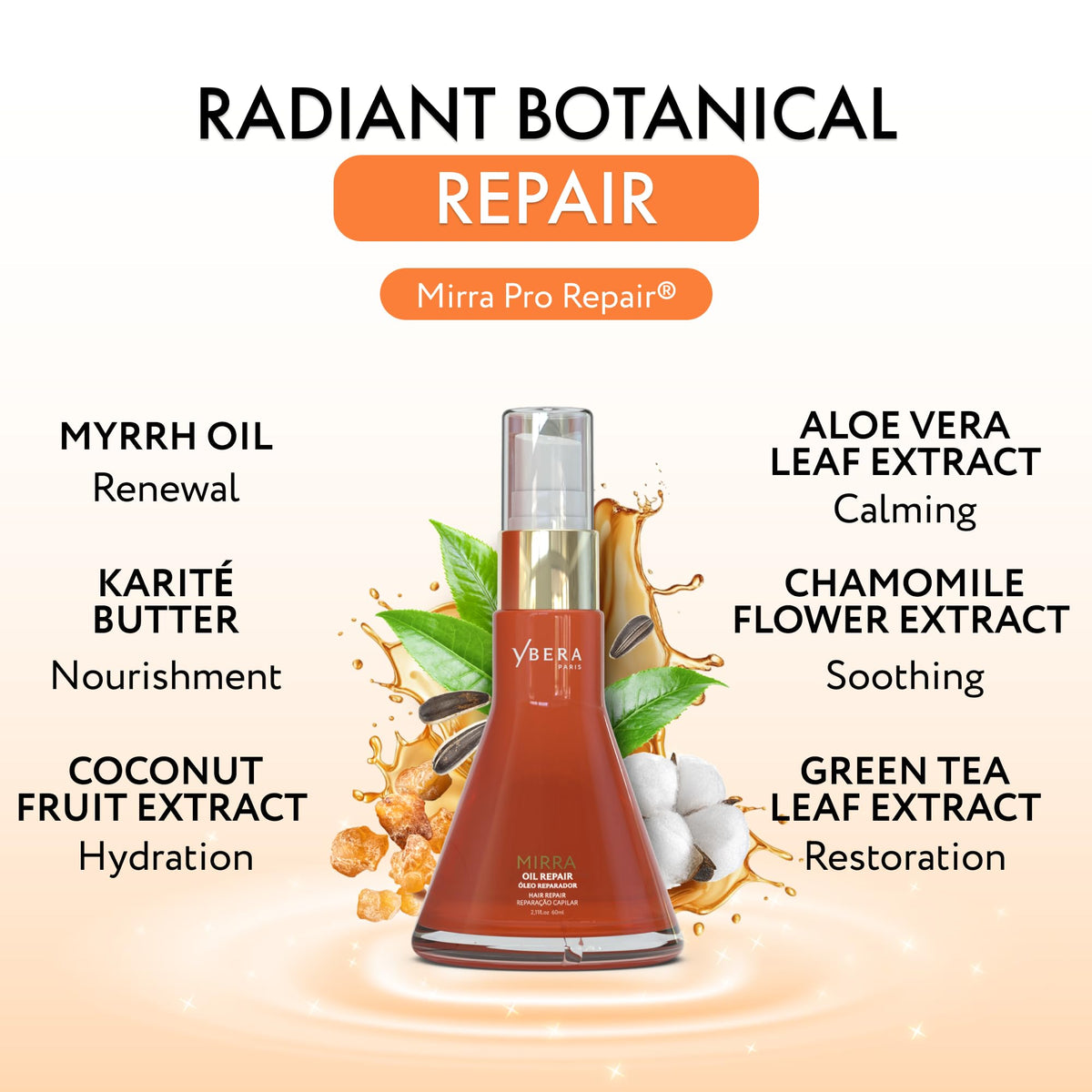 YBERA PARIS applying oil to hair ends for visible smoothing benefit