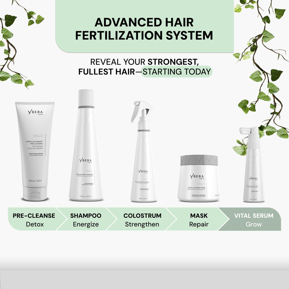 YBERA PARIS conceptual before-and-after showing improved hair density