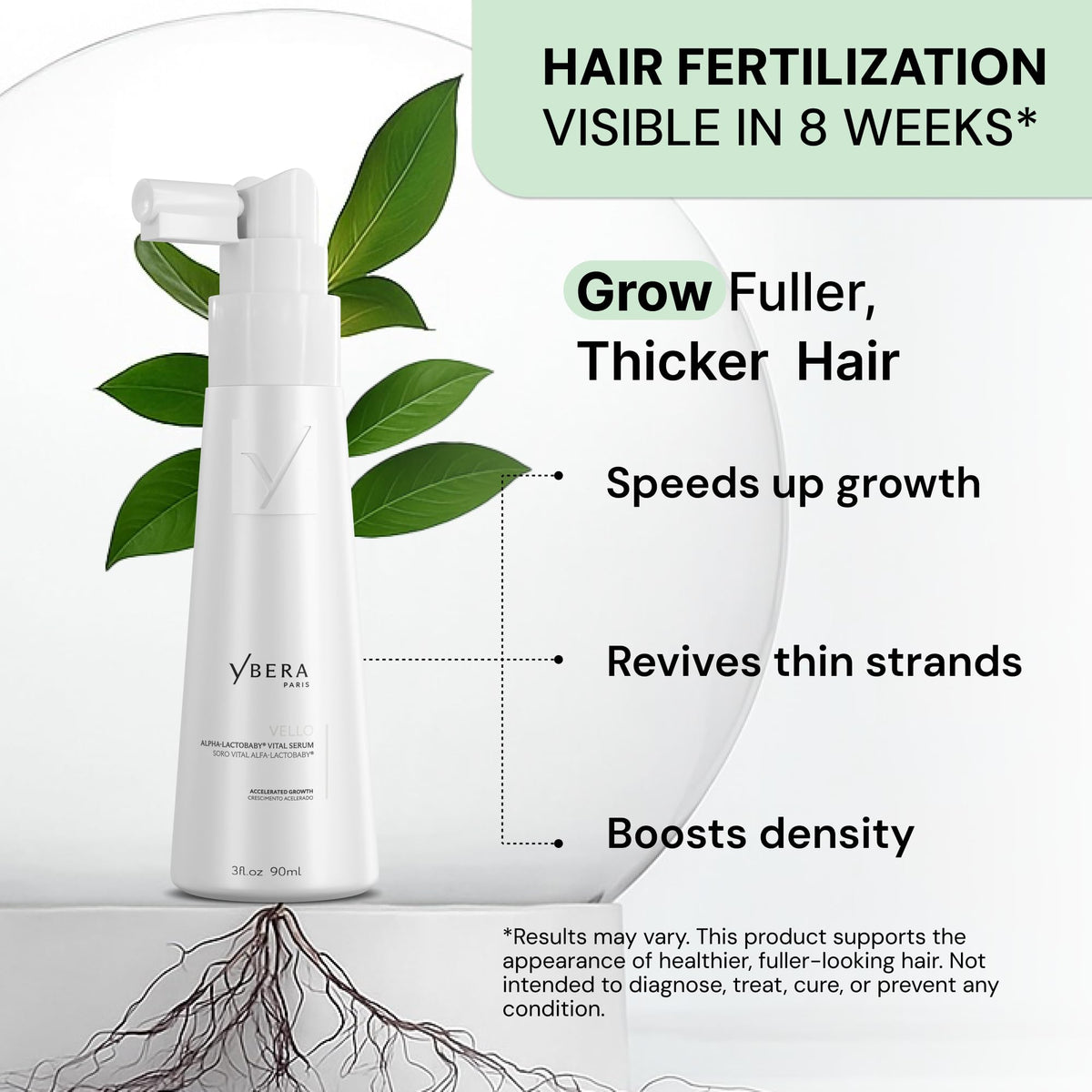YBERA PARIS dropper close-up releasing serum to target the scalp