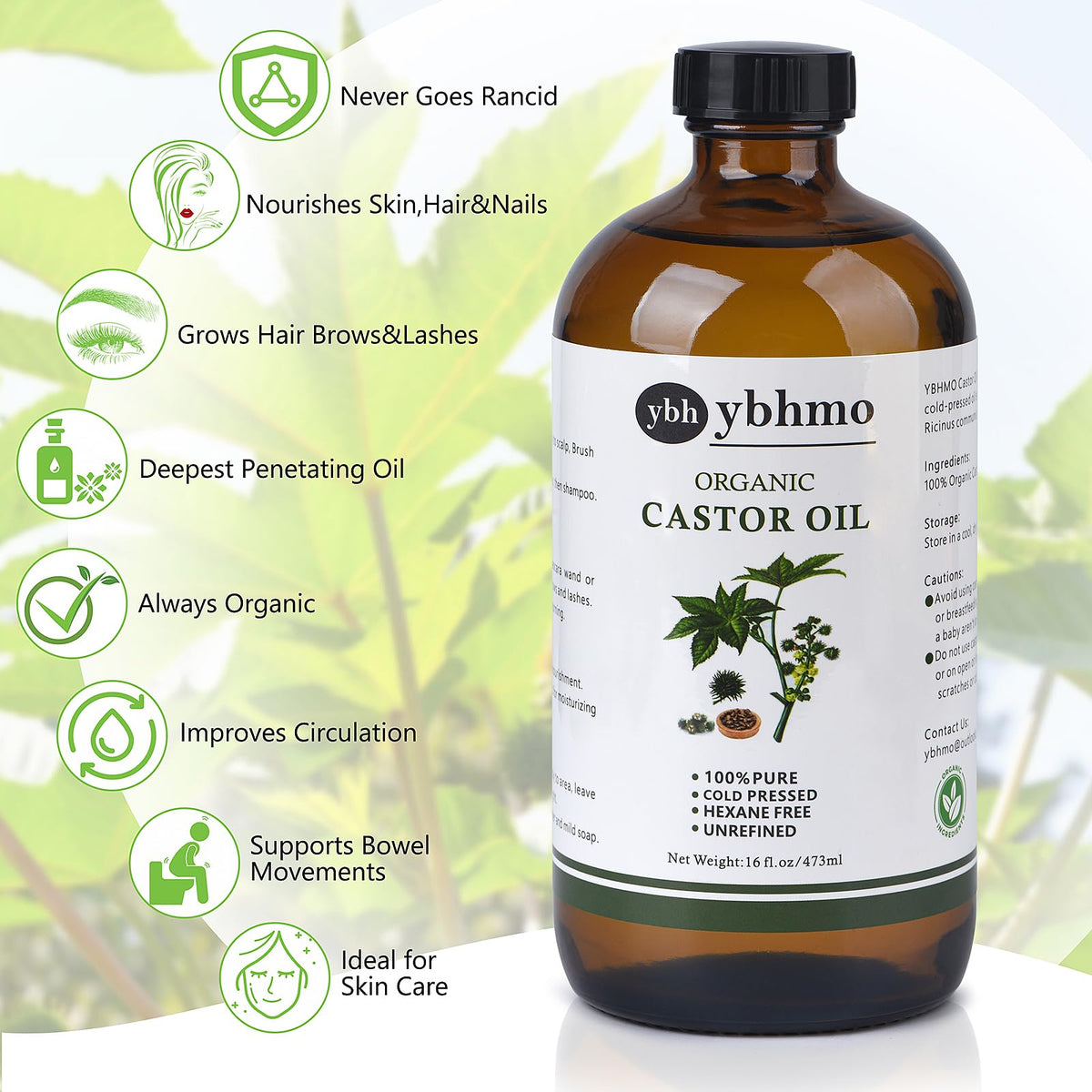 YBHMO oil being poured into hand to moisturize hair and scalp effectively