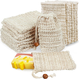 Ycolama front packaging showing 50 natural sisal soap bags and eco benefit