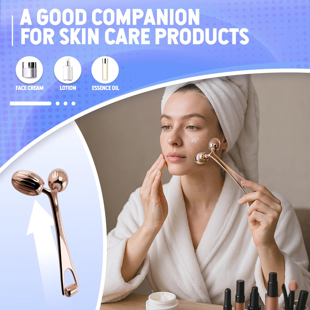 Yeamon roller handle detail showing ergonomic grip for comfortable, controlled massage