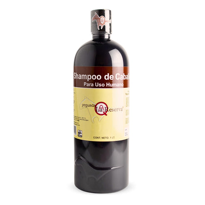 Yeguada La Reserva front bottle view showing 1L volume and dark-hair benefits