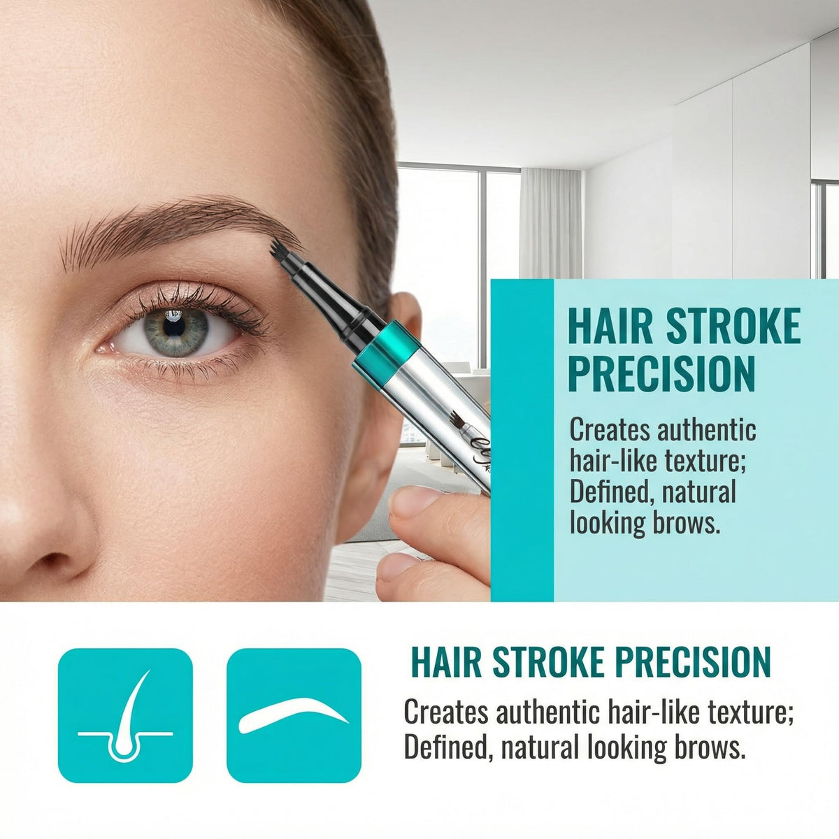 YeMoMo angled tip close-up demonstrating precision strokes for natural brows