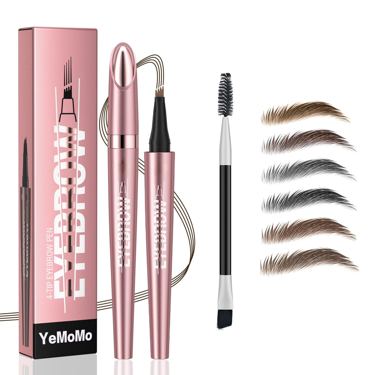 YeMoMo front view of rose-gold eyebrow pen showing sleek design and control