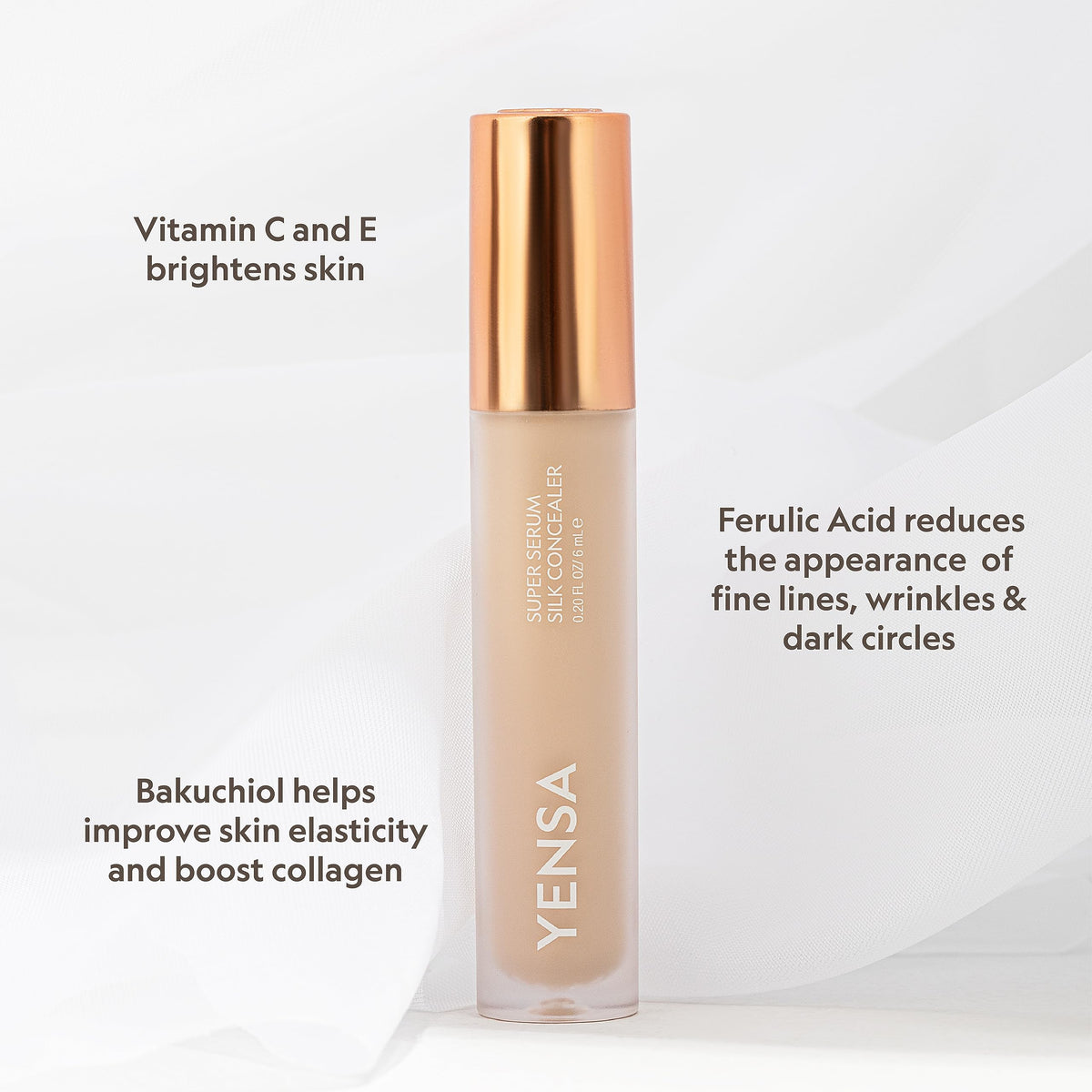 YENSA concealer with foundation showing layering ritual benefit