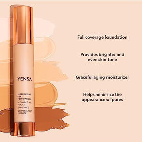 YENSA silky foundation texture swirled on white surface showing hydrating, blendable consistency