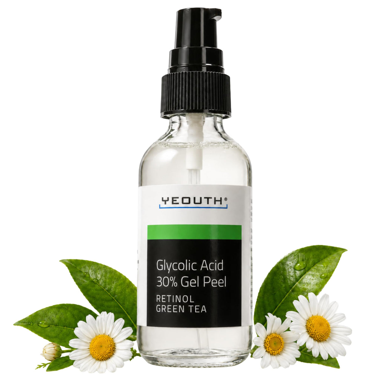 YEOUTH front packaging showing 30% glycolic peel and benefits