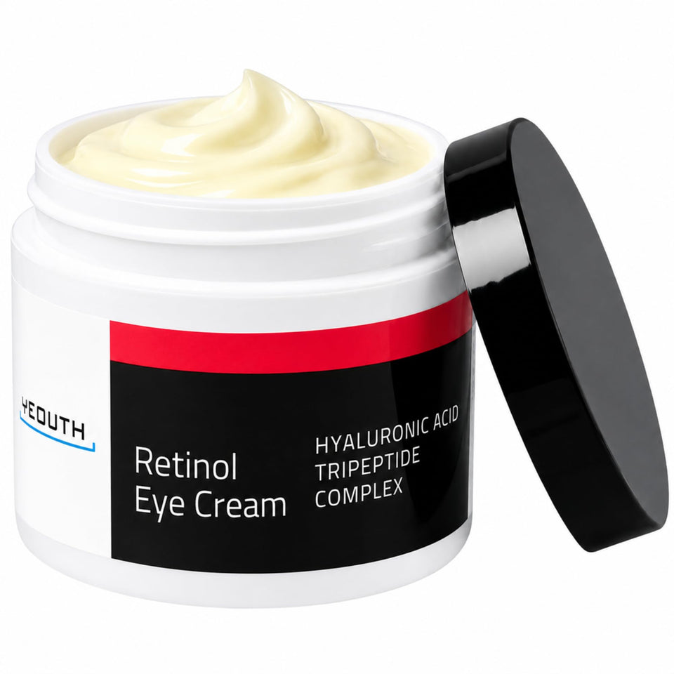 YEOUTH front packaging showing retinol eye cream benefits