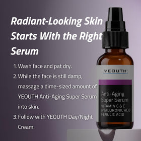YEOUTH bottle on vanity in bathroom setting promoting nightly skincare ritual benefit