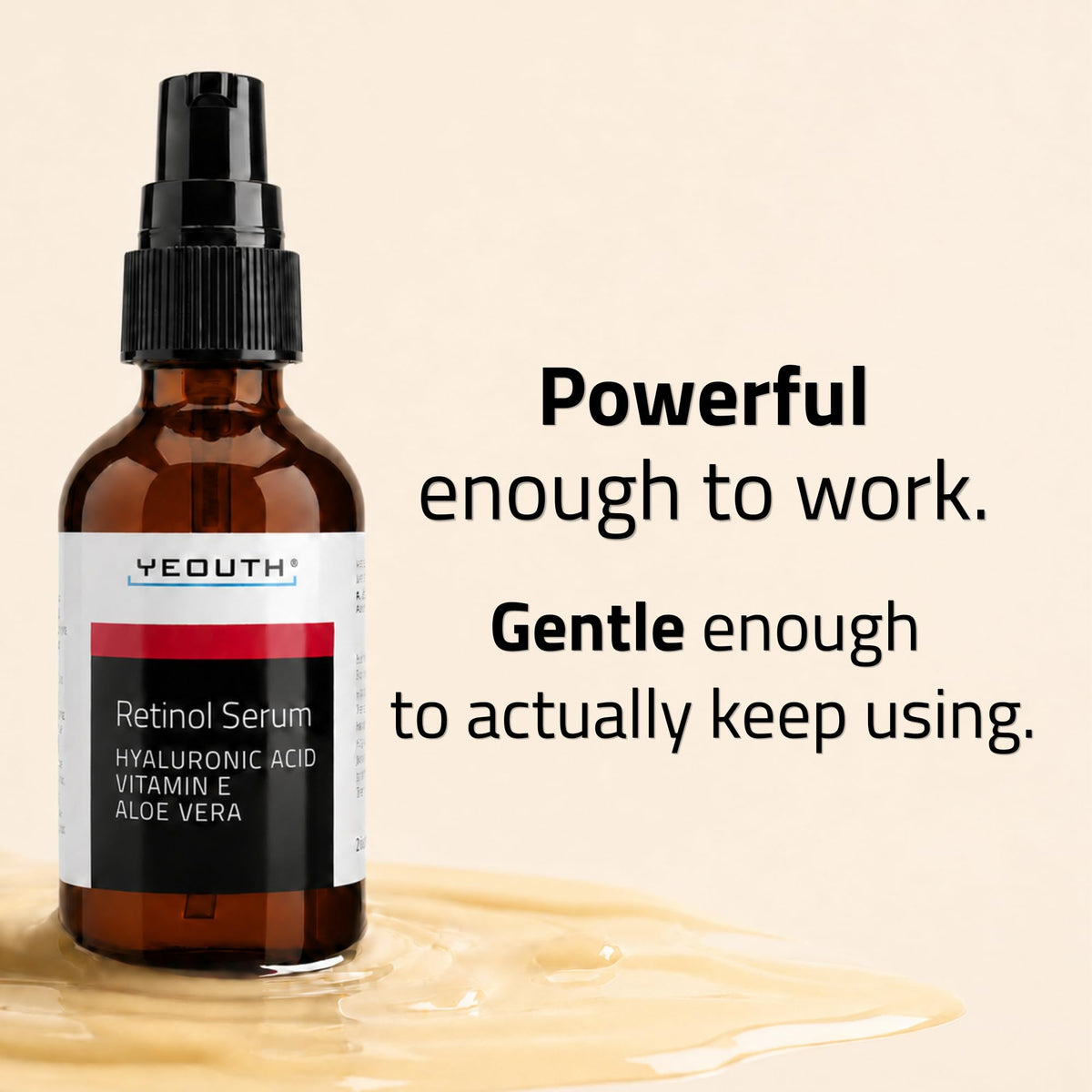 YEOUTH dropper dispensing serum showing silky texture for quick absorption and hydration