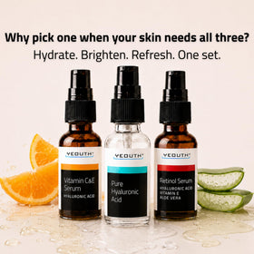 YEOUTH retinol serum pump close-up highlighting precision application and smoother-looking texture