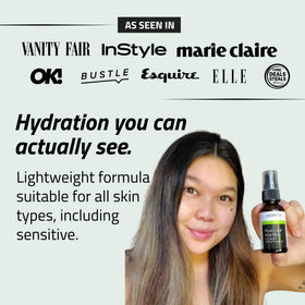 YEOUTH serum applied to damp cheek showing absorbed finish, indicates immediate hydration