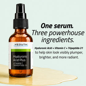YEOUTH close-up of clear serum drop texture, displays lightweight, fast-absorbing benefit