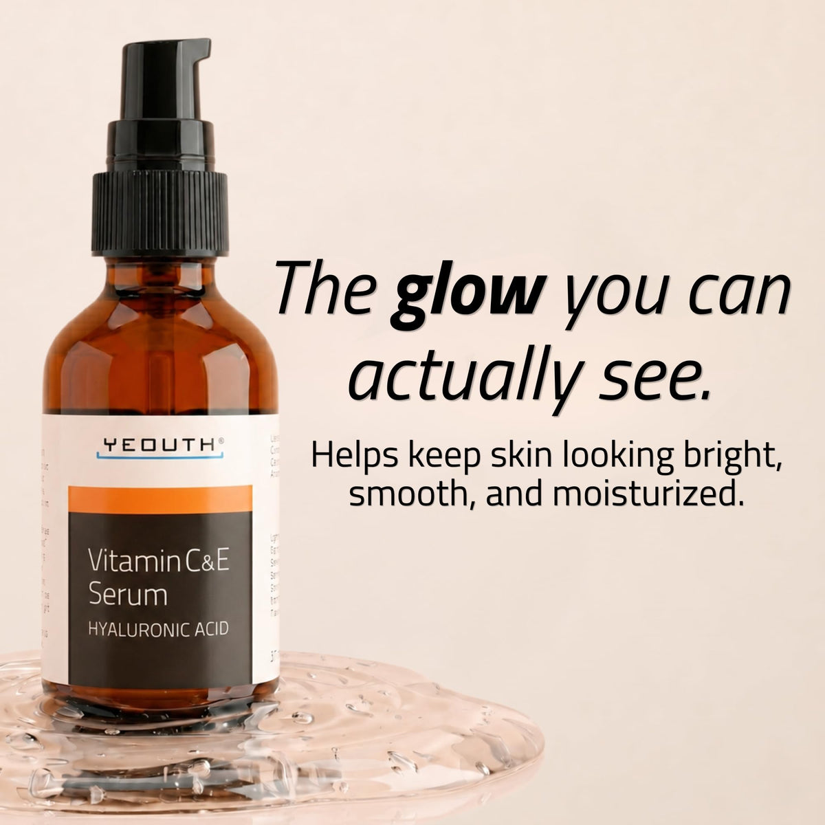 YEOUTH dropper dispensing serum close-up highlighting lightweight texture and absorption