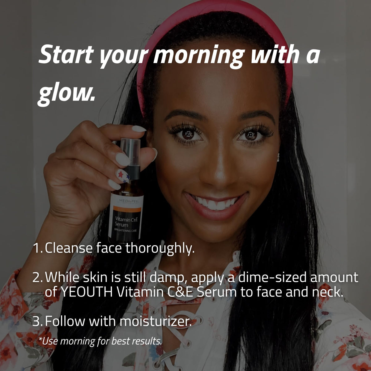 YEOUTH bottle on bathroom vanity lifestyle shot suggesting daily morning skincare ritual