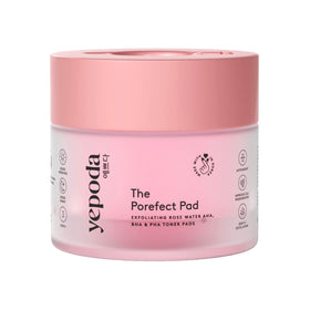 Yepoda heart-shaped pad top view showing shape for precise reach and quicker exfoliation