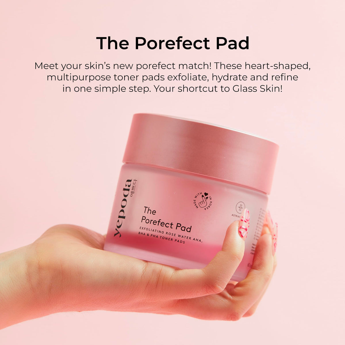 Yepoda close-up of textured and smooth pad surfaces for effective dual-action exfoliation