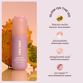 Yes Day texture droplets on skin illustrating lightweight, non-sticky hydration