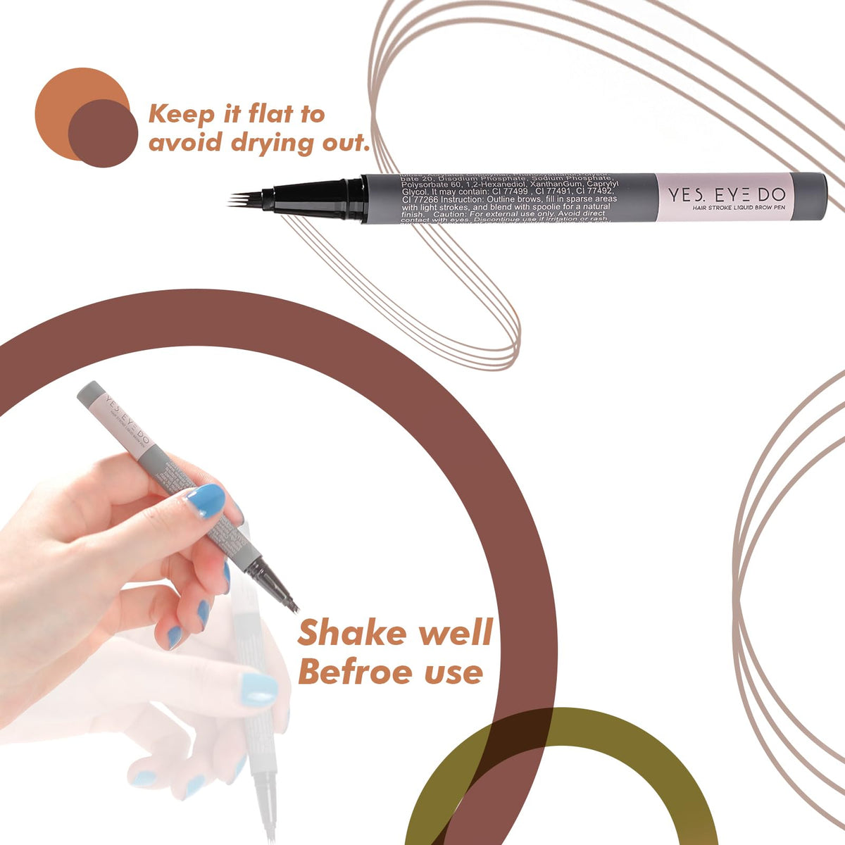 YES.EYE DO pencil in travel makeup bag highlighting portability and quick touch-ups