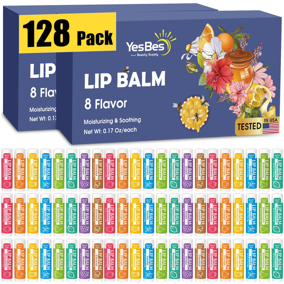 YesBes front packaging showing bulk lip balm tubes and branding, convenient supply benefit