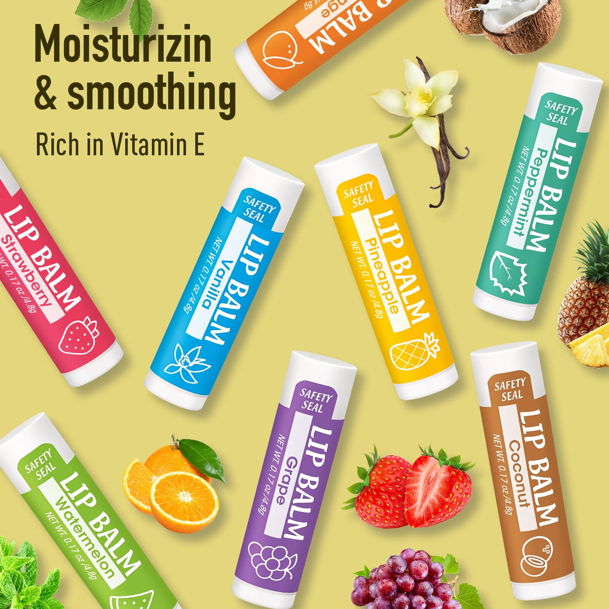 YesBes lip balms arranged in Christmas stocking setting, great gift and stocking stuffer benefit