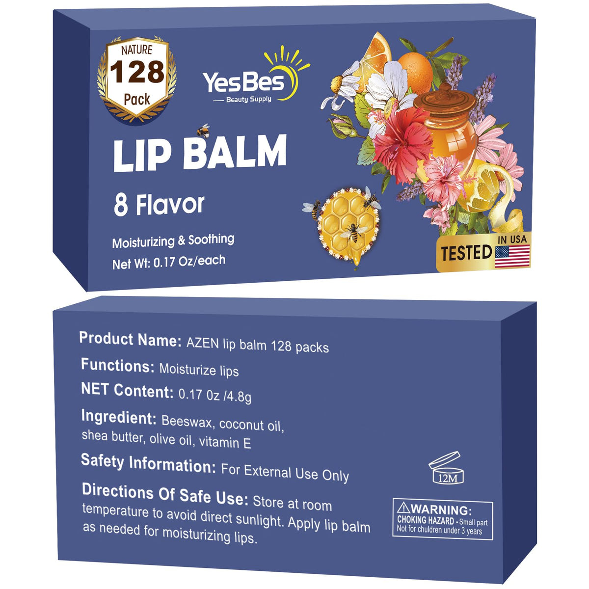 YesBes product label back close-up showing ingredient list and safe-for-family claim