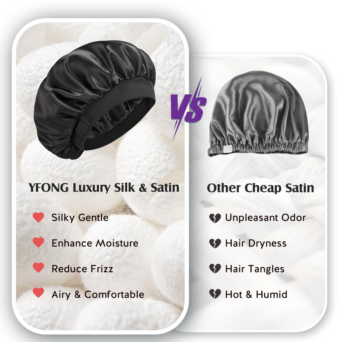 YFONG folded silk bonnet ready for travel for portable hair protection