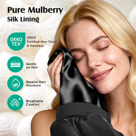 YFONG close-up of 22-momme mulberry silk interior protecting hair