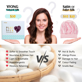 YFONG bonnet worn in bed demonstrating secure overnight protection and reduced frizz