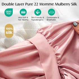 YFONG close-up of 22-momme mulberry silk weave highlighting smooth texture