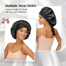 YFONG flat-laid bonnet texture and label showing authentic mulberry silk benefit