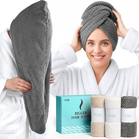 YFONG front view of three-color towel set showing neat packaging and gift-ready appeal