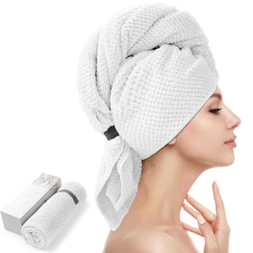 YFONG white towel front view showing size and packaging benefit fast drying