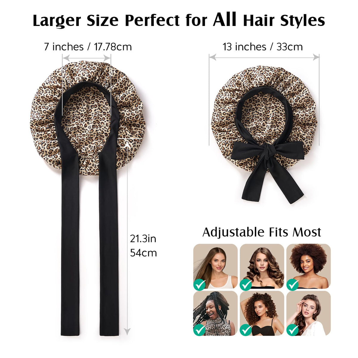 YFONG leopard on model with curly hair preserving curls overnight