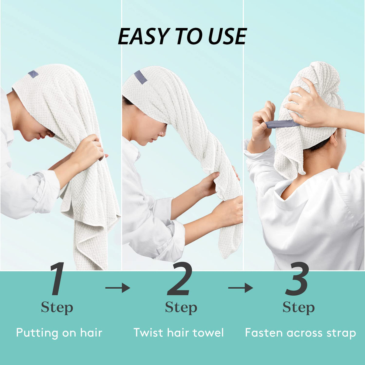 YFONG towel in bathroom lifestyle scene showing daily routine convenience benefit