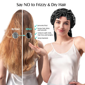 YFONG outer silk sheen detail highlighting low-friction, hair-protective surface