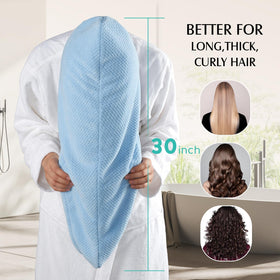 YFONG towel covering long hair illustrating full-coverage protection