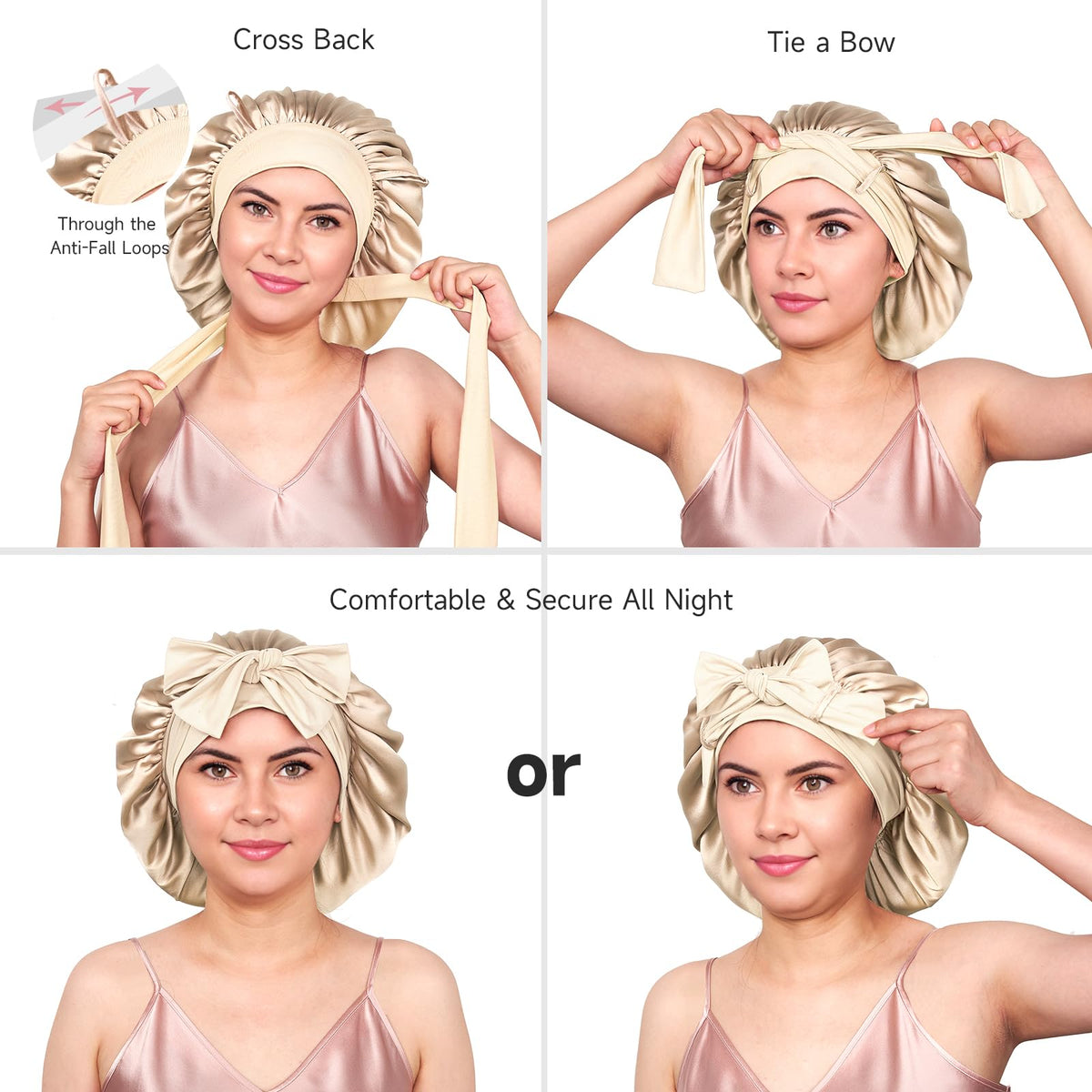YFONG bonnet displayed on mannequin head to illustrate true size and drape