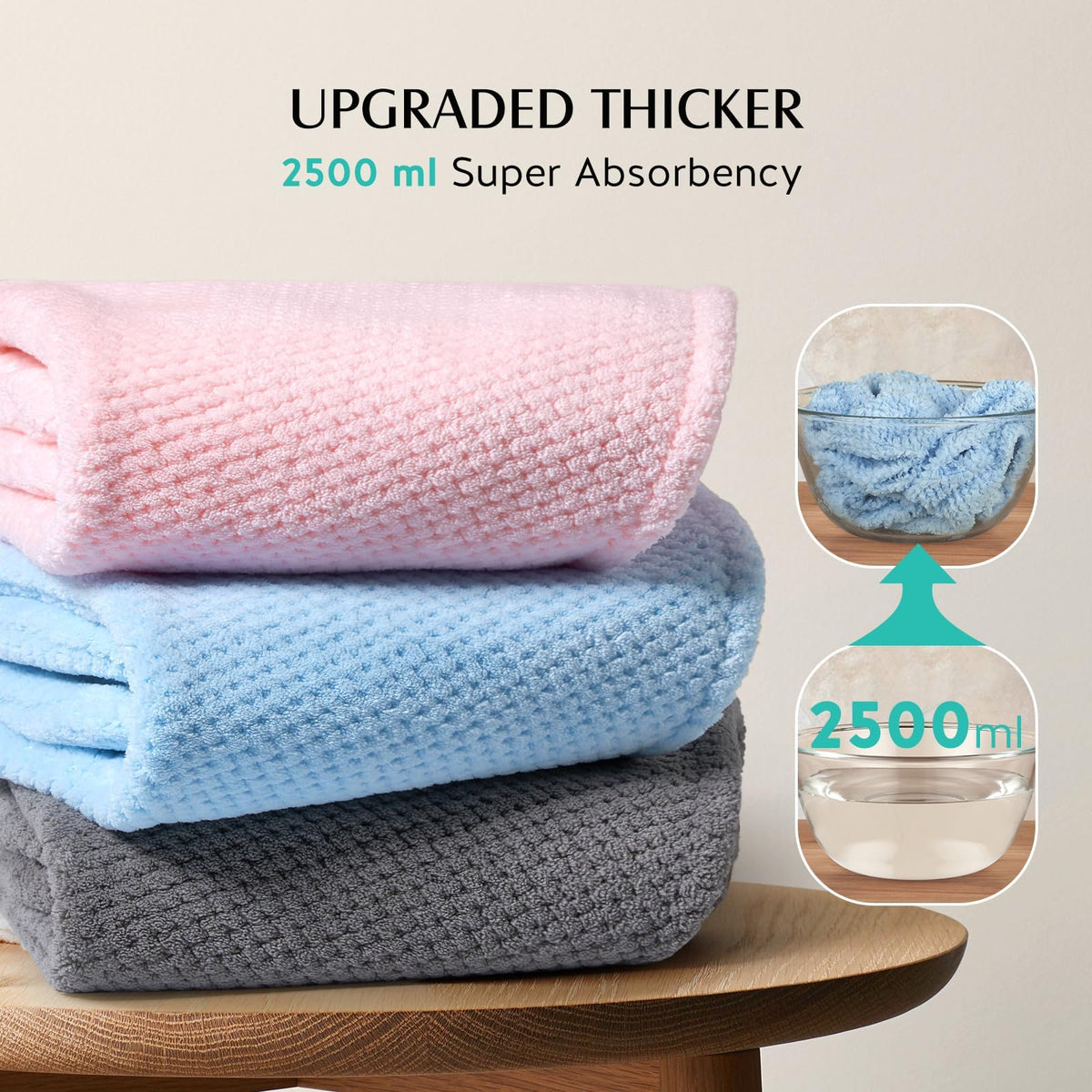 YFONG towel wrap on woman showing hands-free drying convenience