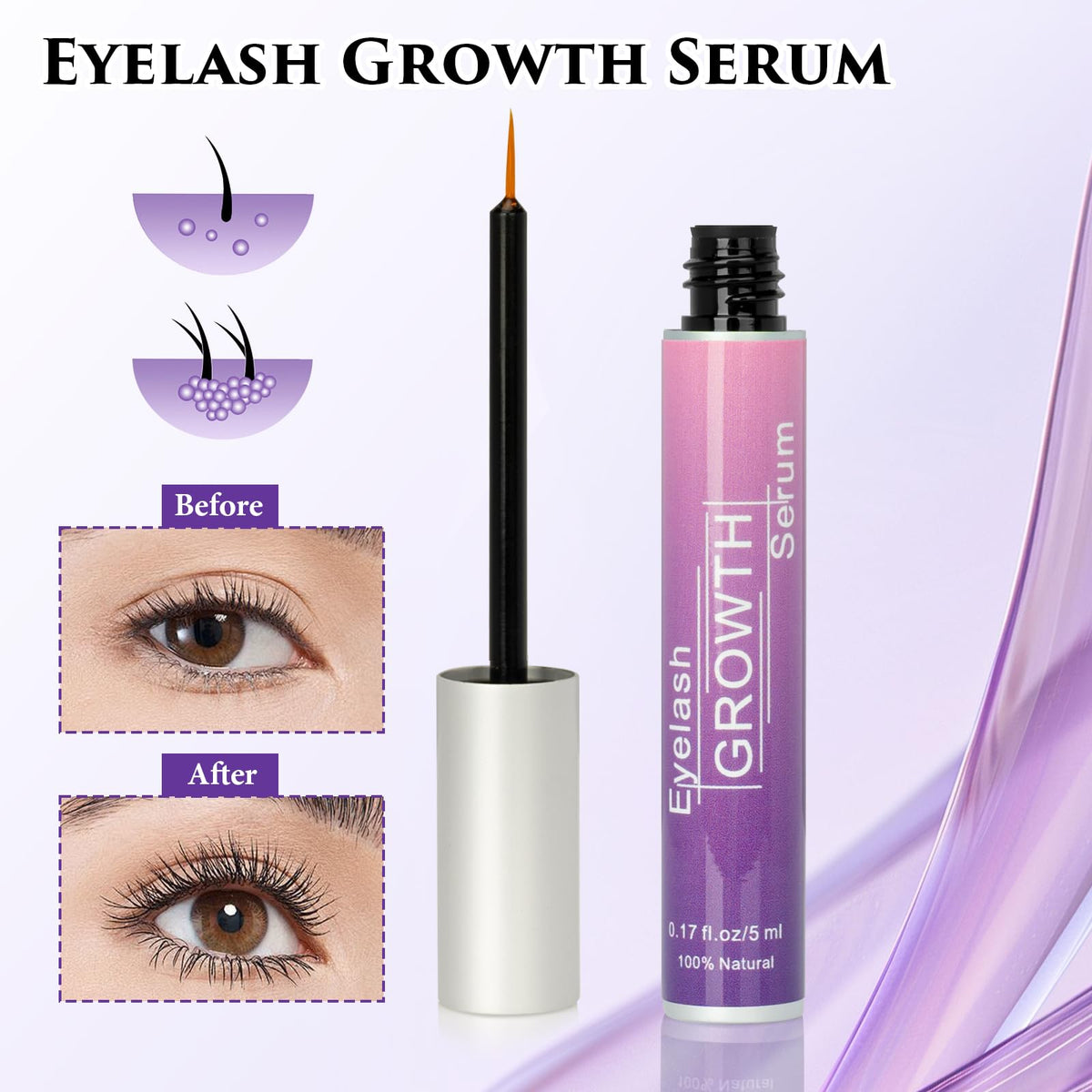 Ykimoe stylized before and after lashes image illustrating fuller-looking results potential