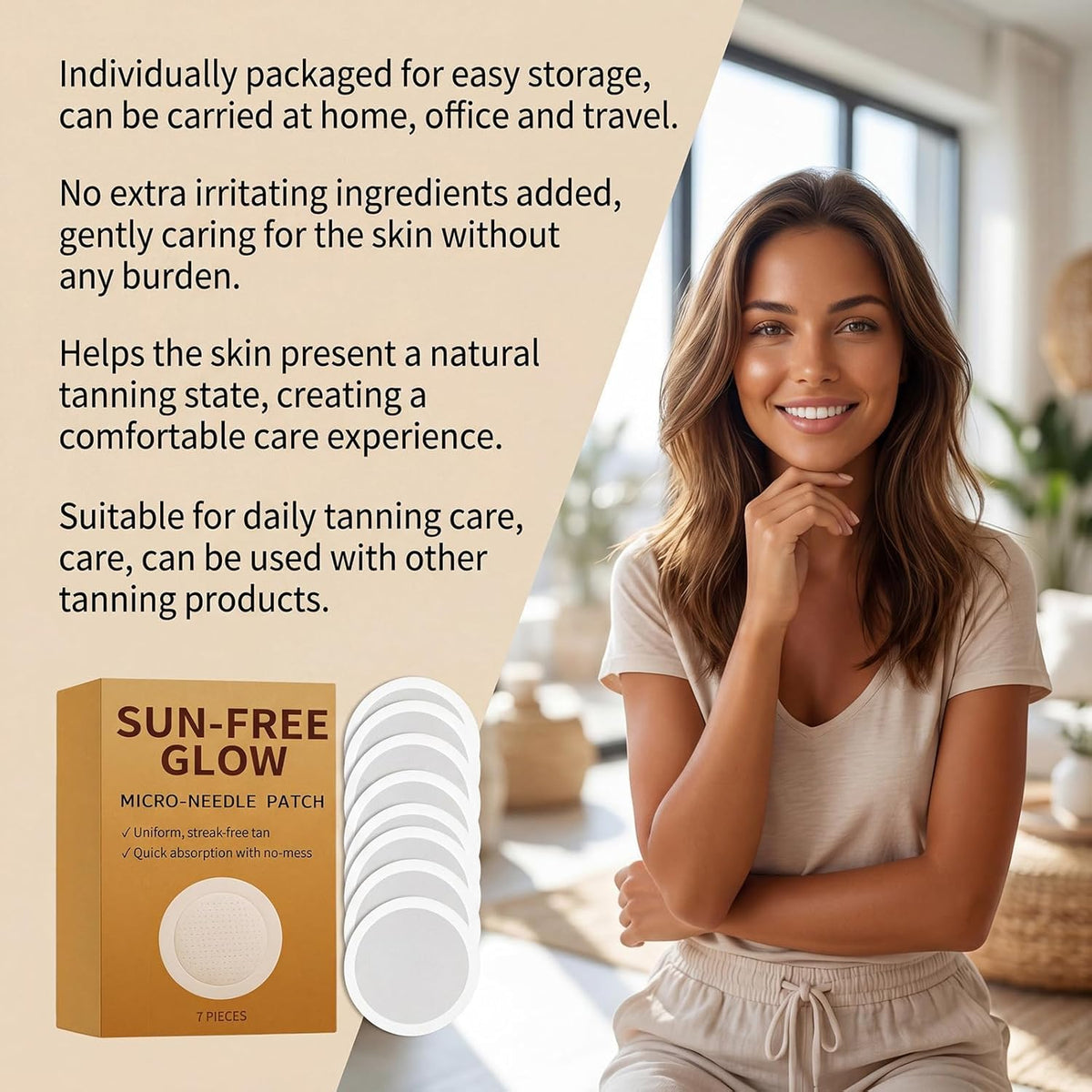 YLbufllay PurevLab patch applied to arm in lifestyle scene showing quick bronzing