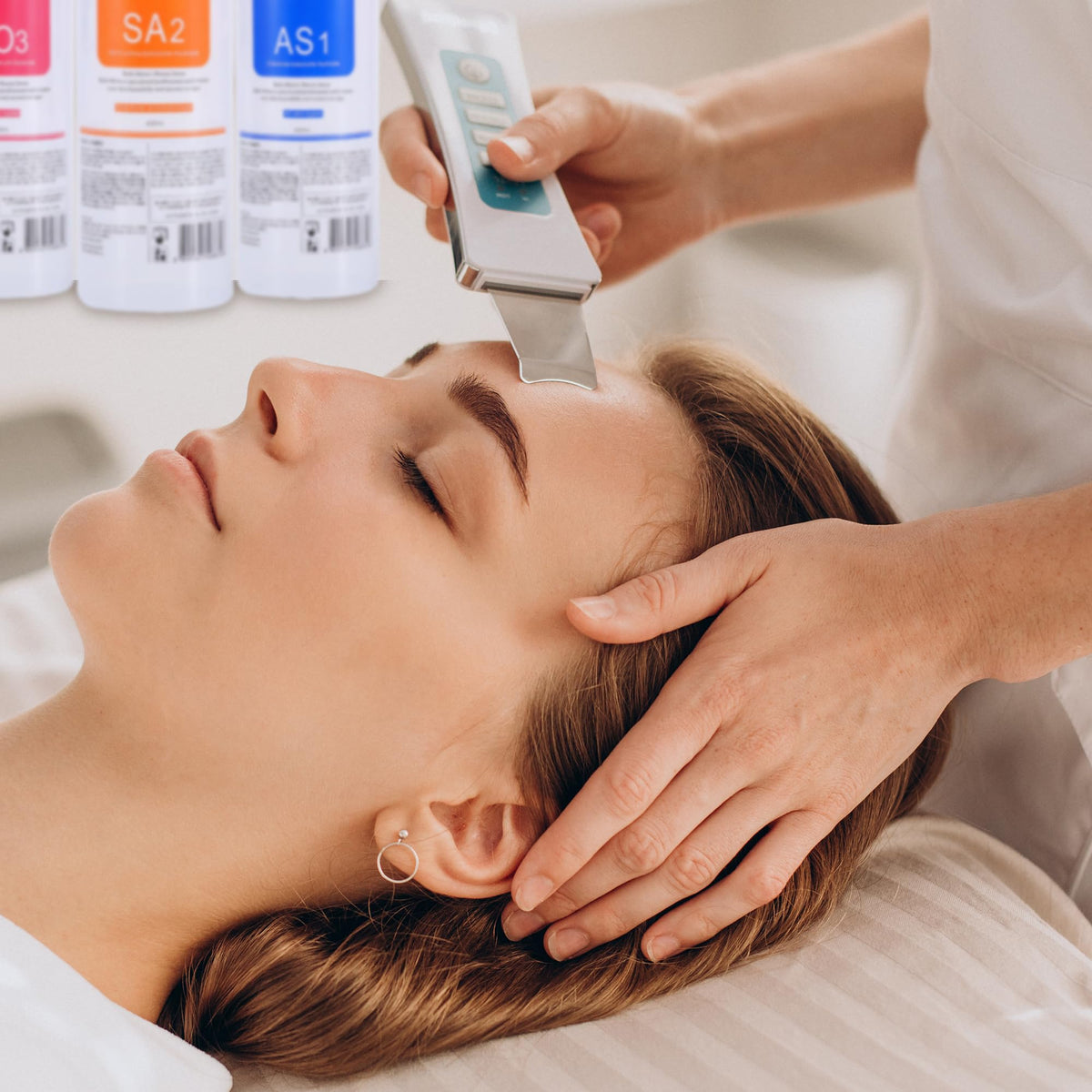 YMEYFAN AS1 inside a hydrogen-oxygen facial machine demonstrating device compatibility benefits