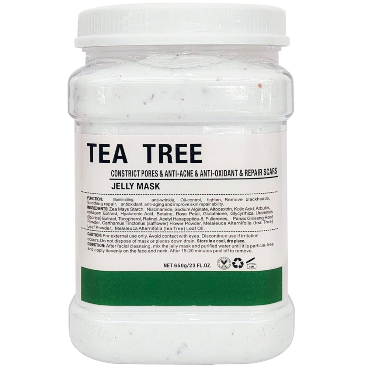 YMEYFAN front jar showing tea tree jelly mask and clear labeling for professional use