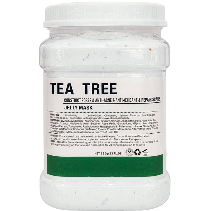 YMEYFAN front jar showing tea tree jelly mask and clear labeling for professional use
