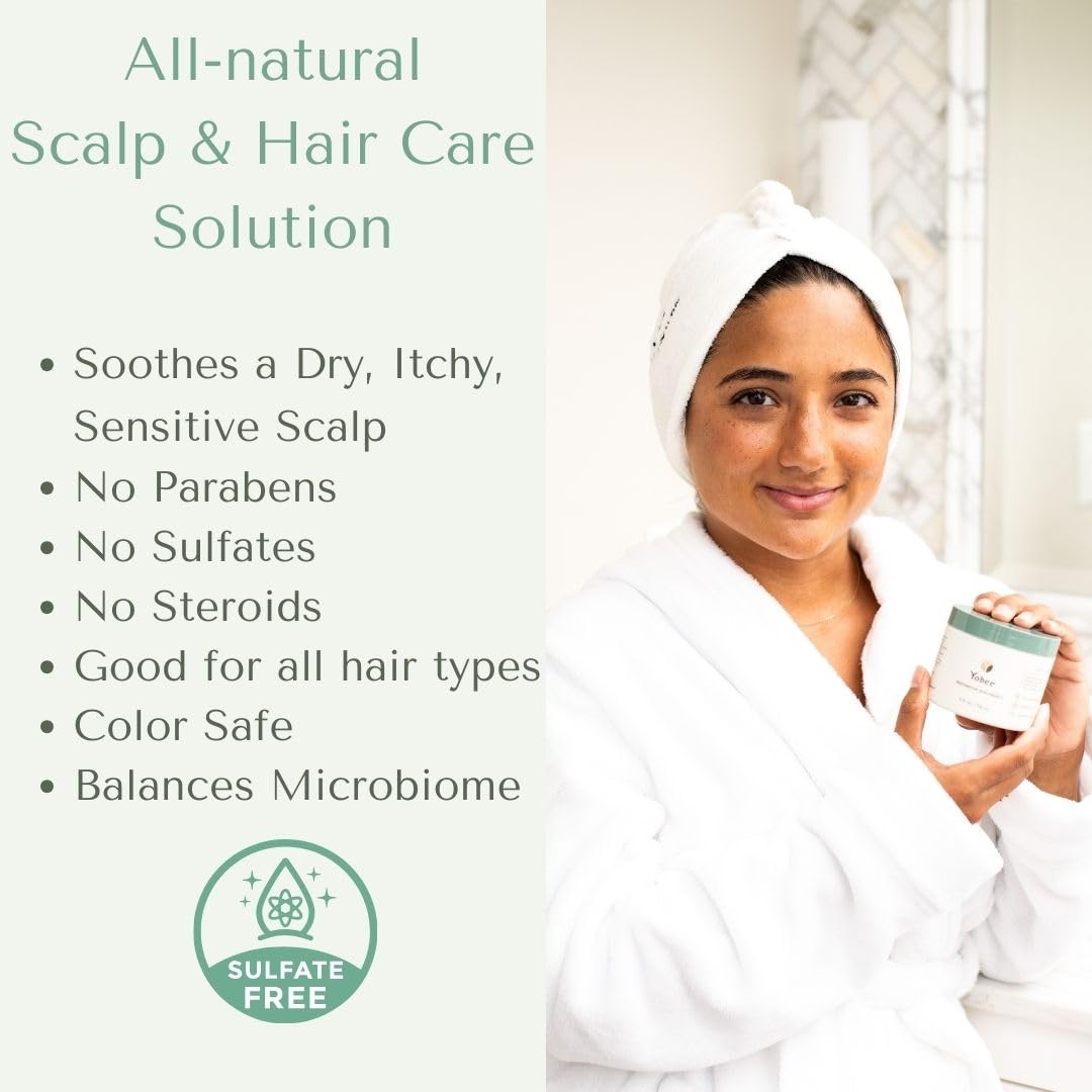 Yobee before and after scalp comparison showing reduced flaking benefit
