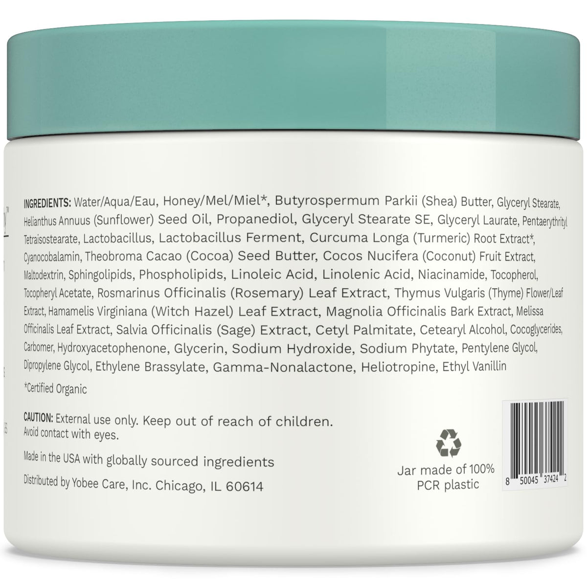 Yobee label close-up highlighting probiotic and vitamin content benefit